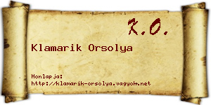 Klamarik Orsolya névjegykártya