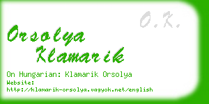 orsolya klamarik business card